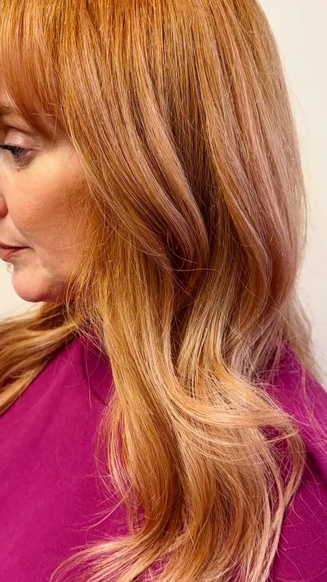 Feeling warm when going from blonde this apricot glow! So pretty! #pomsalon #pomegranatesalondavis #pomsalonstylist #stacialoveshair