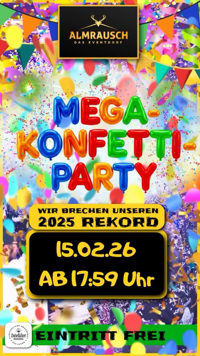 REKORD-ALARM! 🚨🎊 2025 war gestern... 2026 verdoppeln wir die Ladung! 💥 DOPPELT SO VIEL KONFETTI 💥 Die größte Eskalation der Region!
Wir bieten soviel wie noch nie!
📍 Almrausch.de ⏰ Start: 17:59 Uhr 🎟️ Eintritt: GRATIS 🔞 Einlass ab 18 Jahren
🎭 HÄSTRÄGER-DEAL: Fasnetsbecher (0,3L) für 5,50 €!
🍀 MEGAL-XXL-GEWINNSPIEL auf Facebook (Infos unter Almrausch.de
#reutlingen #almrausch_rt #party #club #feiern