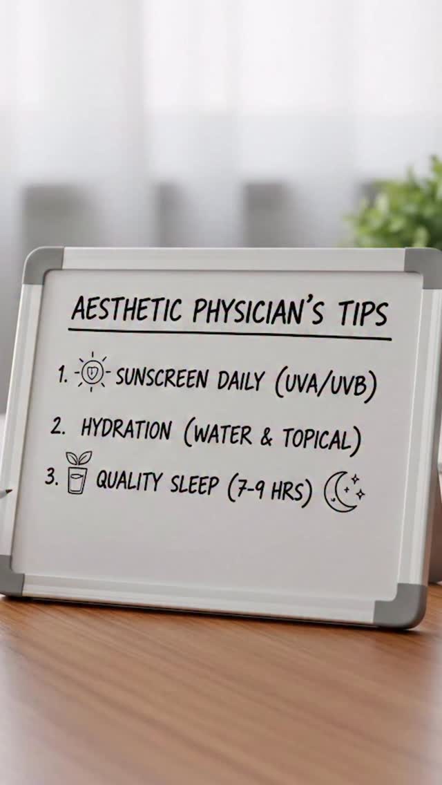 Want to slow down skin ageing?
It’s not about one product. It’s about daily habits.
As a physician, these are the non-negotiables ⤵️
☀️ Sunscreen
UV damage is the #1 cause of premature ageing—pigmentation, wrinkles, collagen loss.
Apply daily, reapply when exposed. No exceptions.
💧 Hydration
Dehydrated skin looks dull, tired, and older.
Hydrate internally with water and externally with barrier-supporting moisturisers.
🧬 Collagen support
Collagen loss begins in your mid-20s.
Support it through protein intake, vitamin C, treatments when needed—not magic powders.
😴 Sleep
Skin repairs itself while you sleep. Poor sleep = inflammation, dark circles, faster ageing.
🏋️♀️ Workout
Exercise boosts circulation, oxygen delivery, and hormonal balance—your natural glow enhancer.
Ageing is inevitable.
Premature ageing is preventable—with consistency and science.
Healthy skin is a long-term investment.
#drshreyamunjral #skincaretips #antiaging #skincareroutine