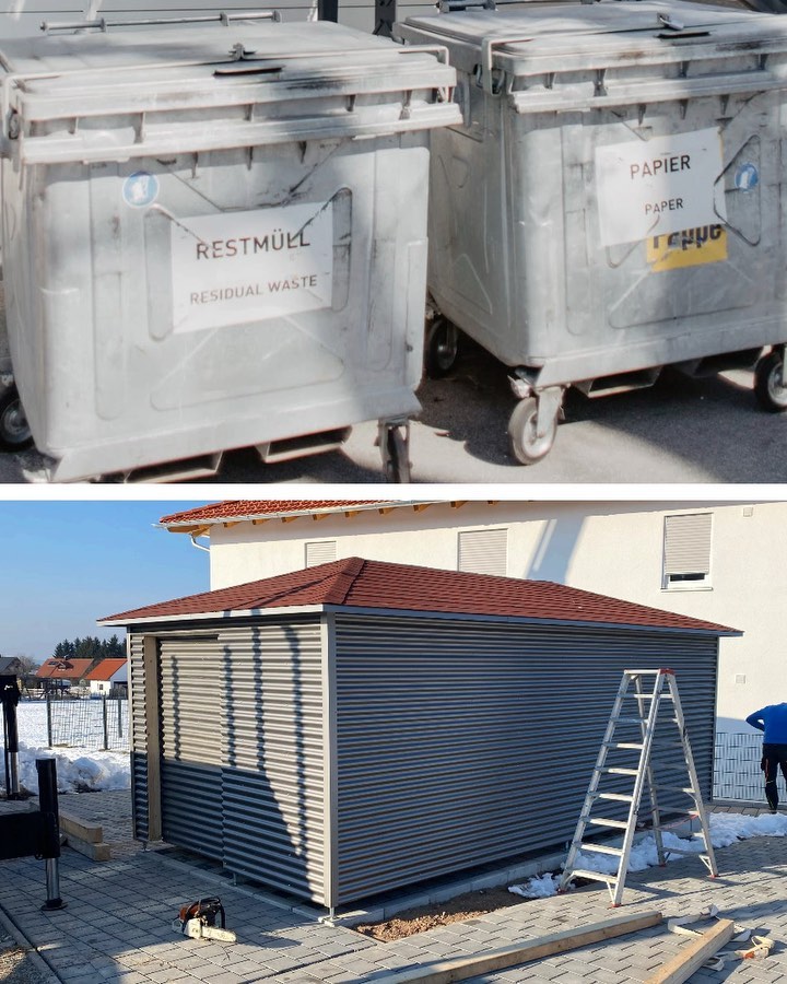 ♻️Nix #bushaislparty, sondern #Müllhaisl🗑️-Deluxe!♻️
Eigentlich ist das #müllhäuschen fast zu #hübsch um nur den #Mülltonnen ein trockenes #Zuhause zu bieten. Aber bei so einem schönen #Neubau wollte es sich eben nicht #lumpen lassen. #müllhäuschen #gartenhaus #holzständerbauweise #kran #palfinger #scania #kraneinsatz #wald #oberpfalz #regensburg #fahrradhaus #schuppendeluxe #garage #carport #schillertswiesen #landkreischam #ichundmeinholz 🚮