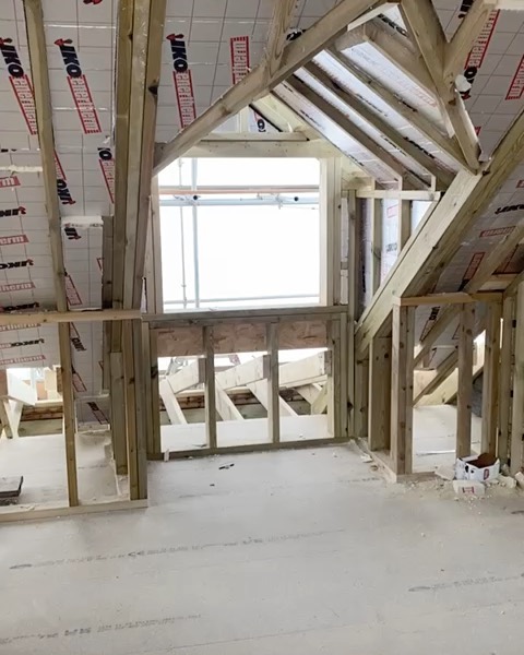 Upstairs internals formed and insulated, wired plumbed and ready for plaster boarding now after 9 weeks from start date,fascia’s soffits all done ready for roof tiles to start going down