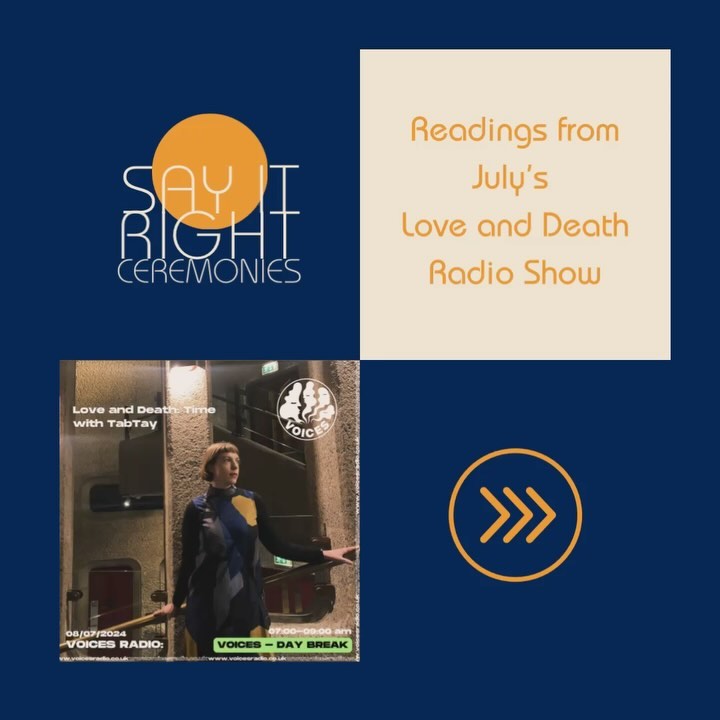 🕰️Time is the most used word in the English language and so narrowing down poems for this show was tricky! Nonetheless, here are a selection of love and death poems for weddings and funerals about time. Listen back to the radio show - link in bio! #time #funeralreading #weddingreading #radioshow #weddingpoem #funeralpoem #radiohost