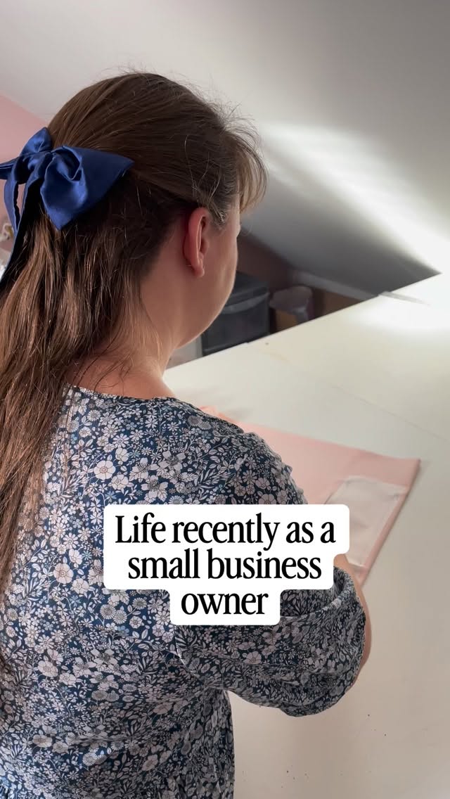 A little bit of the last month (or so)
I have been trying to be better at filming little clips for reels like this so please let me know if you enjoyed this. I’ve been trying out some slightly different content formats to try and find what works best and that I enjoy making!
There’s been sewing, of course! But also Top Drawer. I still feel anxious but excited about how that went. Excited because I feel on the edge of some amazing orders and new stockists but anxious waiting for them to come through. If just a fraction of the things I’ve been working towards paid off, I can see the possibility of a more comfortable, secure future and who wouldn’t wish for that?
Video description- Jo, a white woman in her mid thirties wearing a floral dress, cuts pink silk fabric on a table followed by several rapid clips including peeling plastic from vinyl on a wall reading Silk Accessories; taking silk scrunchies down from a wall display; close up of sewing silk on a sewing machine; opening a Mille Saisons gift box to show three silk scrunchies; a vase of pink roses and a hand with a large scrunchie reaching for the vase; another sewing machine close up; and another; drawing a paper pattern for a scrunchie; cutting cotton wadding for an eye mask; more sewing machine with silk; hand sewing an eye mask shut and placing that eye mask in a gift box