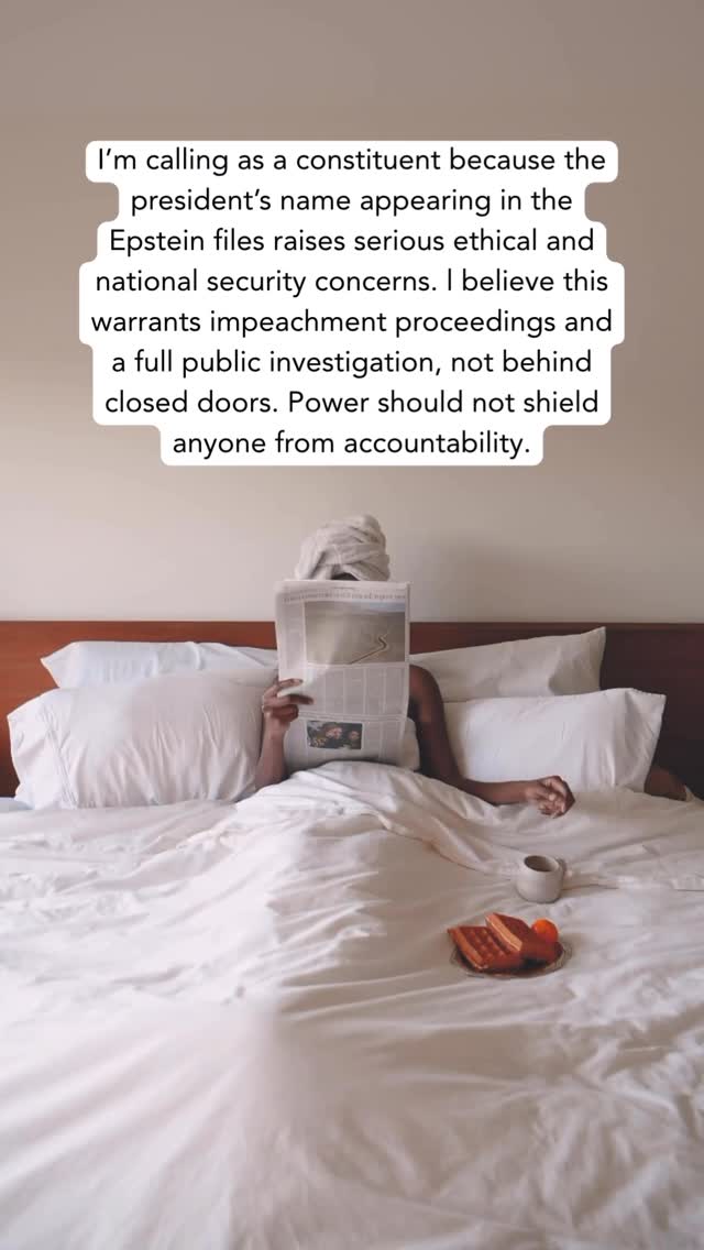 If you do one thing today ~ call your reps! It’s easy + here’s a script and where to call:
US Congress Board: 202-224-3121
I understand the need to protect your peace but at the same time silence is complacency. We can’t turn a blind eye and have to keep demanding the full file release, a real investigation and public hearings - none of this behind doors BS. Other countries are taking steps to hold those mentioned in power accountable and we have to as well.
