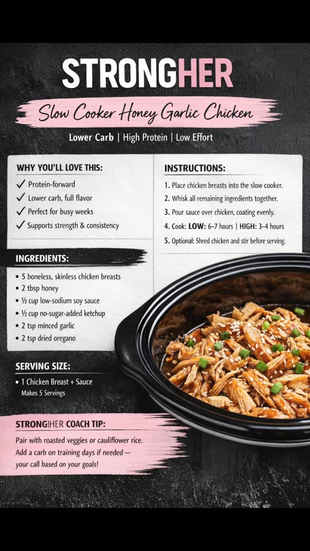 Loving this one lately 🤍
5 minutes of prep and dinner is done.
Dump everything in the slow cooker, turn it on, and walk away. That’s exactly the kind of cooking season I’m in right now.
High protein, lower carb, full flavour and zero standing at the counter wondering what to make.
If you’re busy, tired, or just want dinner handled without thinking… save this one.
#DumpAndGo
#SlowCookerMeals
#BusyMomLife
#ProteinFirst
#StrongHer