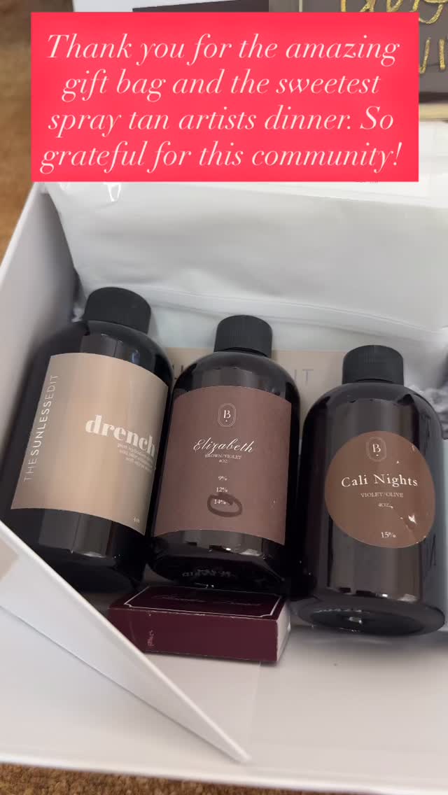 Gift bags + good food + spray tan artists = perfection ✨ Thank you 🤍