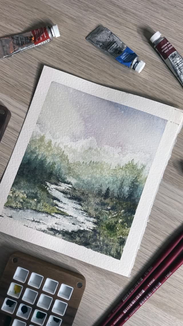 Whispers of the Mountains. #watercolourart #paintingvideo #mountainart #artprocess #paintalong