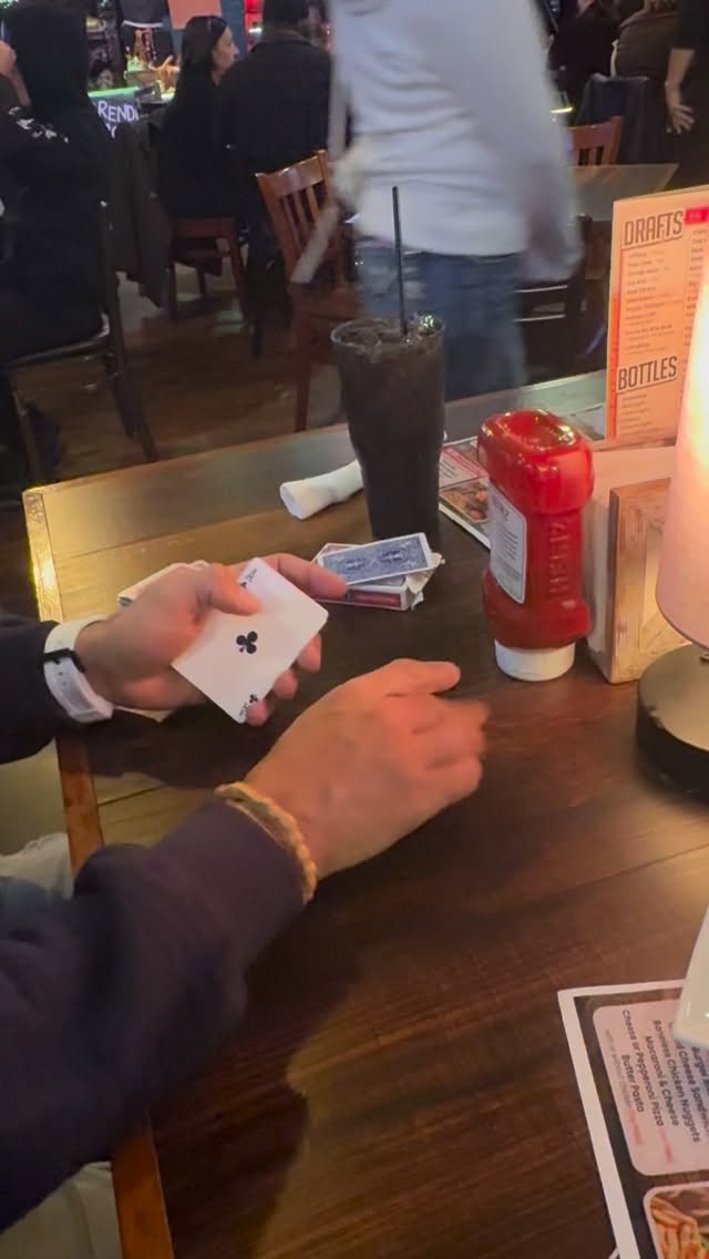 Who wants me to deal a poker game? Just kidding. Working on some stuff while waiting for dinner. #magic