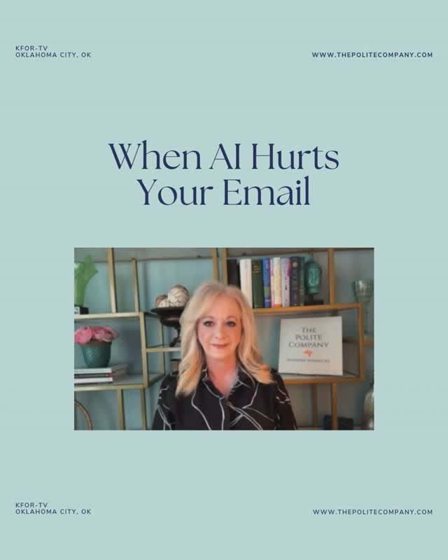 Running every email through AI isn't worth it, and it can make you sound a little too perfect and a lot more disconnected.
Use AI to clean up the little things like grammar, spelling and punctuation, but not to replace YOU.
#ThePoliteCompany #EmailEtiquette #Professionalism #EtiquetteWithKristi