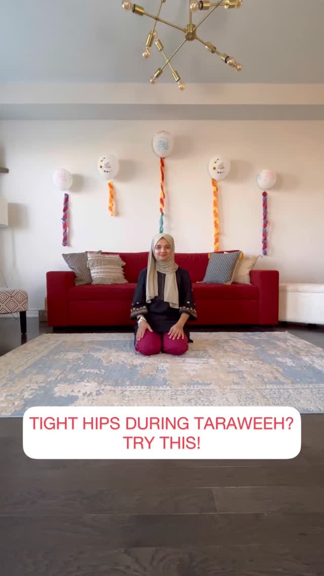 TIGHT HIPS DURING TARAWEEH? TRY THIS!
Tight hip discomfort can be caused due to long sitting while working, studying or reading Quran.
Here are a few stretches to help:
1. 90/90: Targets your Glutes and Hip Flexors.
2. Lying Glute Stretch: Targets your Glutes (aka buttocks!)
3. Inner Thigh Stretch: Targets your Inner Thigh muscles
4. Frog Stretch: Targets the Hip Flexors.
5. Butterfly Stretch: Targets the Hip Flexors.
Remember to breathe gently through the stretches.
Hold each stretch for a minimum 30 seconds each.
Also avoid long sitting by taking quick breaks and walking for a few minutes.
✨FIT RAMADAN PROGRAM OPEN FOR ENROLLMENT✨
Workout with me throughout the month of Ramadan! 🌷
Comment FIT RAMADAN for more details.
Much Love,
Naush
#taraweehstretch #ramadan2026 #naushfit #fitramadan2026 #torontomuslims