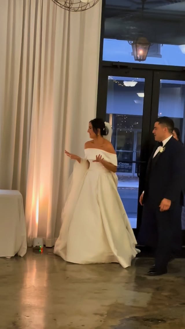 Doing a sneak peak of the venue with Mr. & Mrs. Briseno was nothing short of amazing! Seeing @mardigrashallhouma before filled with family and friends gathered to celebrate them. A first look, but with your reception venue! WE LOVED THIS IDEA! #eventflorist #smallbuisness #weddingflowers #downtownhouma #florist