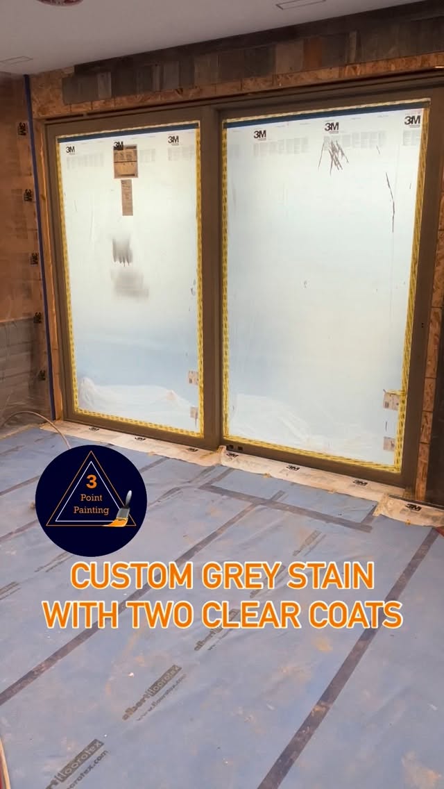 Custom grey stain with two coats of clear topcoat on patio doors. Looking beautiful! Call/Text for a Free Estimate 605 401 9855 ian@3pointpainting.com #3pointpainting #interiorpainting #siouxfallspainter #3ppfullhomeservices
