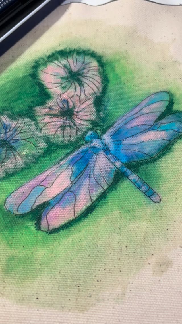 Waiting for paint to dry .... I can't wait to embroider silk threads onto this!
Coming soon, watercolour pencil and embroidery kits, but should the Dragonfly be included in the design options? Please let me know ...
#watercolourpencil #handembroidery #embroiderykit