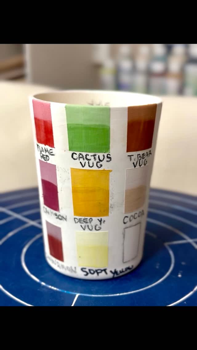 Let’s Make…A Color Palette! Here is my process for making a color palette of underglazes. This helps me@select colors for painting and mixing custom colors.
@happycatclayart
#ceramicart #tutorial #underglazepainting #makersofinstagram