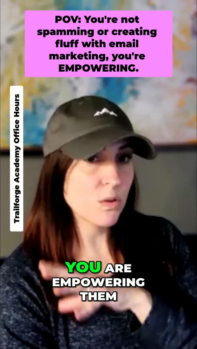 If you're a coach, consultant, service provider, or thought-leader. Your emails could be failing because the you forget one thing:
You’re not their friend.
You’re their expert.
Ok... you could be both ;) but, you can't forget the expert part.
Your emails aren’t small talk.
They’re life-changing advice for the person who stays subscribed.
When you’re clear on the value you provide, your emails:
• Empower
• Educate
• Create real freedom for your audience
Don’t shrink that.
Show your experience.
Show your proof.
Give people a reason to stay.
This came from a live Q&A inside the Trailforge Marketing Academy, where members bring real questions—and I answer them weekly, live on Zoom.
Those who can't make it live, submit their questions and catch the replays later.
It's one of the awesome perks of the extremely affordable, one-of-a-kind email marketing memberships out there for small business owners.