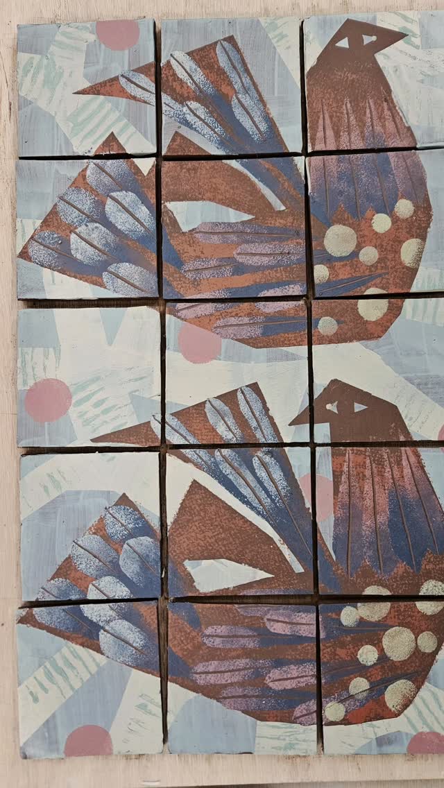 A brilliant, buzzing two days of designing and making terracotta tile panels using slip and stencils with @emmacarlow - huge thanks to Emma for leading this wonderful weekend workshop at the studio
Knowing how to approach surface design on ceramics can often be a bit daunting after spending so much time making a piece. Working with tiles is a great way to experiment and loosen up and layering slip gives such a lovely quality of depth to designs
Here are just a few images of the work in progress, will post the finished glazed results asap. Well done everyone!