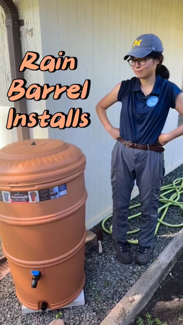 We installed more rain barrels in Maunalua as part of the Green Stormwater Infrastructure (GSI) Project, in collaboration with Mālama Maunalua. The water saving data is entered in the Follow the Drop app.
Rain barrels divert and store rainwater, reducing flood risk and minimizing stormwater runoff that would negatively impact reefs. The rainwater can then be used in home gardens, reducing water bills!
#stormwatermanagement #watersaving #saveourreefs #malamaaina #maukatomakai