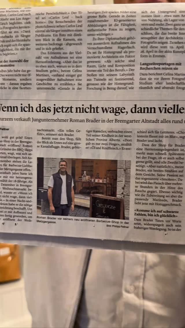 BBQ SHOP IN DER AARGAUER ZEITUNG!🔥🔥🔥
Hier lesen: https://www.aargauerzeitung.ch/aargau/freiamt/roman-brader-eroeffnet-bbq-shop-in-bremgarten-ld.4109980
#bbqshop #az #bremgarten