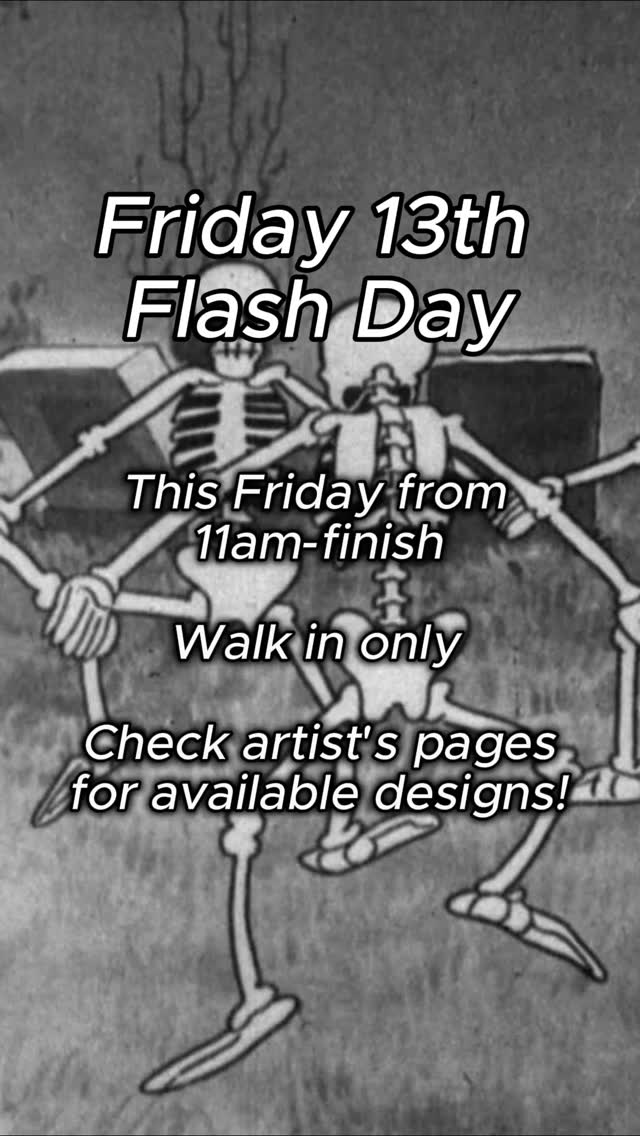 This Friday! Friday 13th flash walk in day at the studio. Come on down for some spooky (and valentiney?) flash if you’re in Lincoln and looking for some new tattoos.
Check the artists pages for available flash designs
@art.chunky.t
@tattoosbycourtneyshort
@lientietattoos
#tattoos #tattoostudio