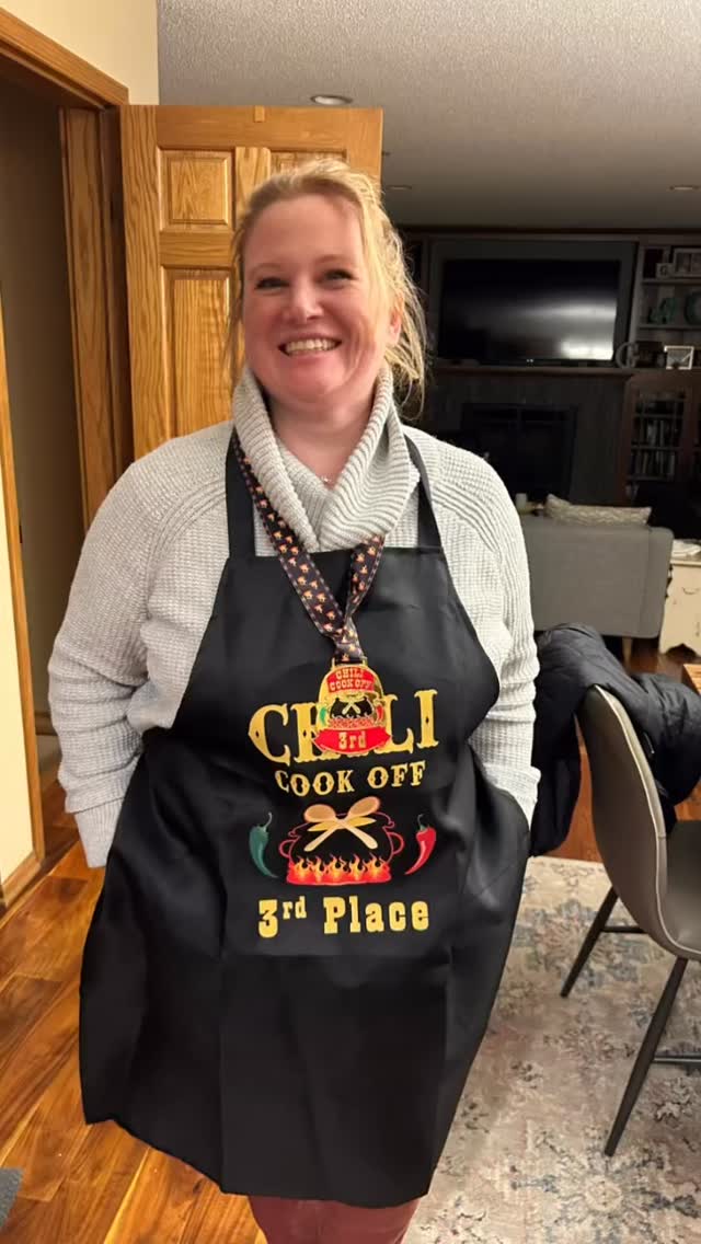 Had a little fun entering the City of Ramsey Frost Fest Chili Cook-off! Came home with a third place apron and medal!! #fiftyandseasoned #cityoframseymn #frostfest #chiliseason