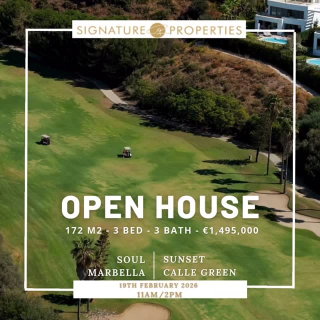 SOUL MARBELLA 🌅 I Sunset
172m2 I 3 bed I 3 bath I €1,495,000
You are invited to discover this exceptional ground floor apartment at our Open House on February 19th.
A large living space, generous terraces and that precious serenity of a privileged neighborhood of Marbella East.
📍Marbella
🕙11 am - 2 pm
📆February 19, 2026
#soulmarbella #openhouse #luxuryrealestate #marbella #signatureproperties