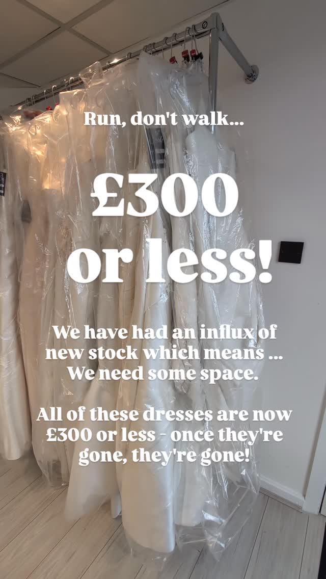 ‼️✨. All of these beautiful designer dresses are now £300 or less! ‼️✨
Don't miss out - book your appointment now!
