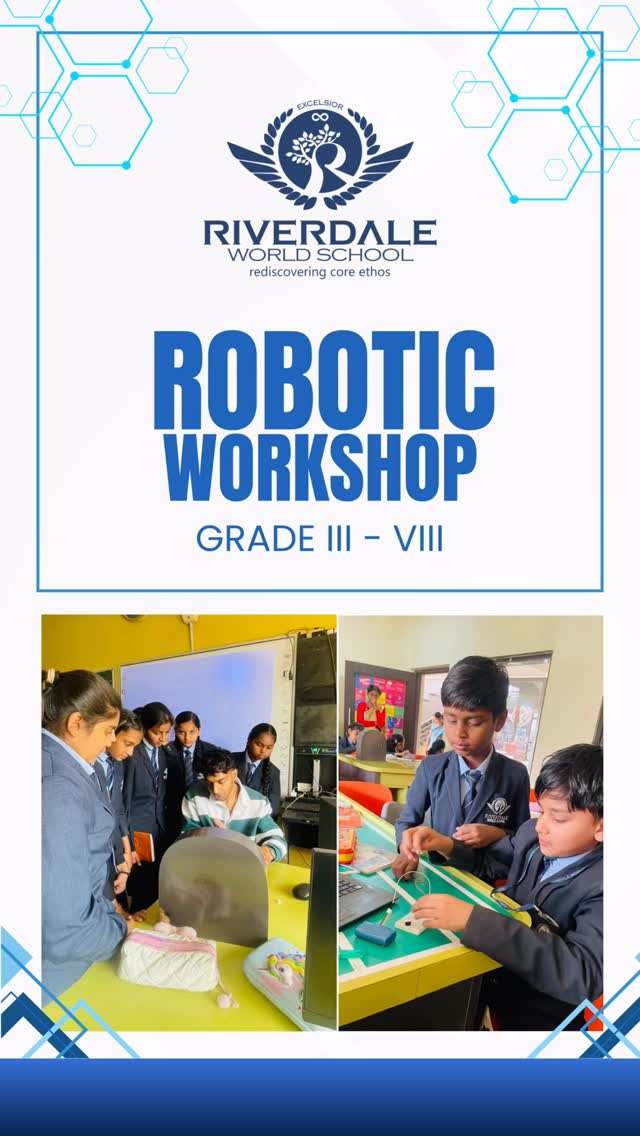 Shaping Minds for the Age of Artificial Intelligence 🤖✨
At Riverdale World School, Mahasamund, students participated in an engaging hands-on robotics workshop that introduced engineering concepts through logic, coding, and creativity, helping them understand how intelligent machines work while developing problem-solving and critical-thinking skills essential for future technologies and careers. The workshop was conducted by Tech Radiance, Delhi, inspiring young learners to explore innovation beyond textbooks.
#RWS #RiverdaleMahasamund
#RoboticsEducation #ArtificialIntelligenceLearning #STEMCurriculum
#SkillBasedLearning #21stCenturySkills
#FutureReadyEducation #InnovativeTeaching #AcademicExcellence #CBSEEducation #QualityEducation
#Chhattisgarh #India
#StudentDevelopment #HolisticEducation
#SeparateHostelFacility #SafeAndSecureCampus
