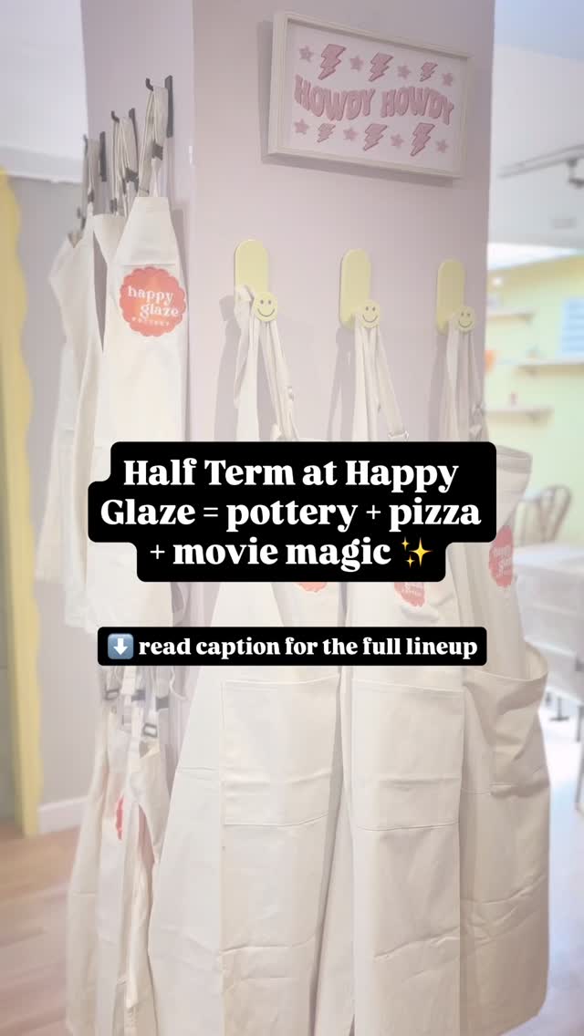 HALF TERM AT HAPPY GLAZE 🎨✨
If you’re looking for something fun (and actually relaxing 😅) to do with the kids next week… we’ve got you!
💛 Pottery painting sessions running every day, all half term
🍕 Family Pizza Night (Thursday evening!)
🖌️ Family Plate Painting Workshop (Wednesday morning)
🍿 Monsters Inc Movie Family Club (Sunday!)
👣 Keepsake Corner appointments available Thurs + Sat
Spaces are limited for workshops + themed events so don’t leave it too late!
🔗 Book online via our website! 🎟️
#HappyGlazePottery #Tiverton #DevonDaysOut #HalfTermActivities #PotteryPainting