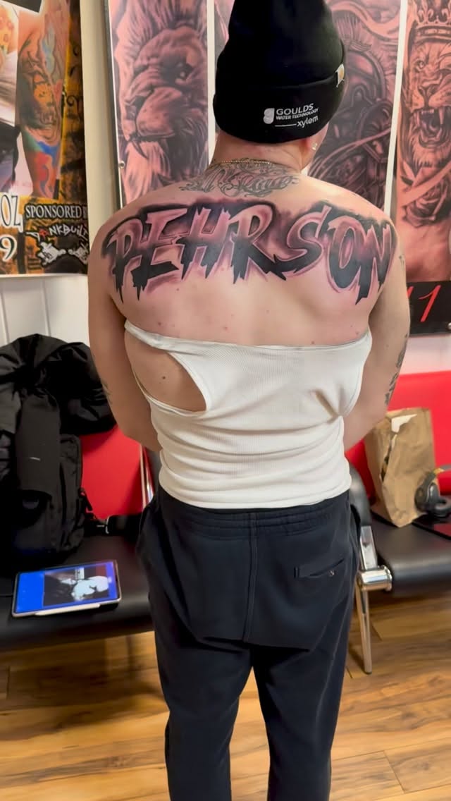 Some freehand lettering. One sittingโ well earned! ๐ enjoy #btkink #genevany #billythekidmeyers #awardwinning #tattooartistinny