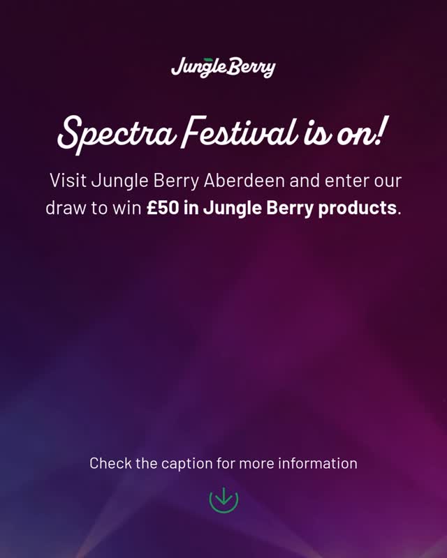 The Spectra Festival of Light is back in Aberdeen, lighting up the city with creativity, colour and curiosity. ✨
To celebrate, Jungle Berry Aberdeen is joining the festival vibes with a special giveaway.
From Thursday 5th to Sunday 8th February, every £5 spent in-store earns you one entry into our prize draw.
The more you shop, the more chances you get.
🕑 Entries close on Sunday 8th February at 2pm
🎉 Winner announced the same day at 3pm
Prize: £50 worth of Jungle Berry products
Prize is non-transferable.
Pop in during Spectra, soak up the lights, and let curiosity lead you our way!
#spectrafestival #aberdeen #acai #healthyfoodaberdeen