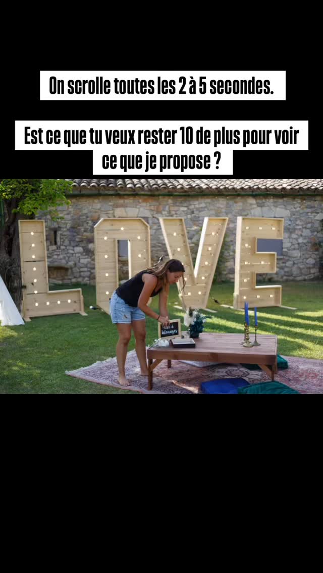 STOP ! Ne scrolle pas.
Laisse moi 15 secondes pour te montrer ce que je fais !
Si tu prépares un mariage, un anniversaire ou un événement dans l’Herault … Tu vas adorer ça 🎉
Jeux en bois géants et photobooth fun !
Moi, je suis Alison. Je peux vous aider à animer votre événement.
👉 Abonne toi pour des idées et inspirations
❤️ Like si tu valides le concept !
#entrepreneur #teambulding #herault #photobooth #evenmentiel