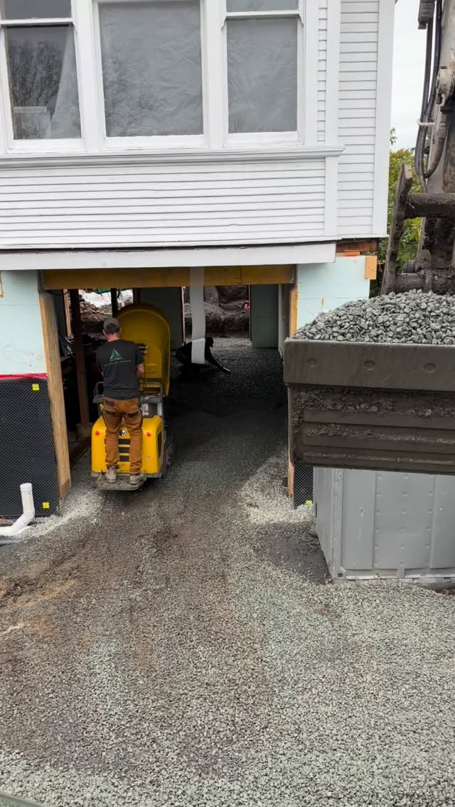 Slab and patio prep with perimeter drains tied into the city 🫡