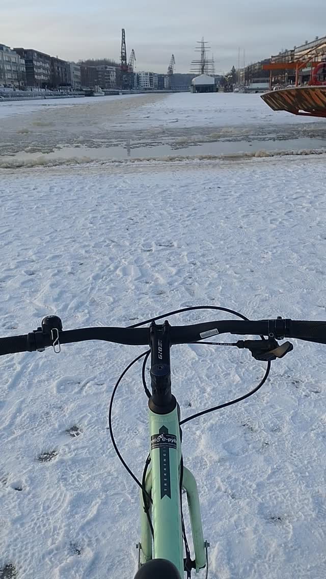 Winter cycling in Turku Finland.