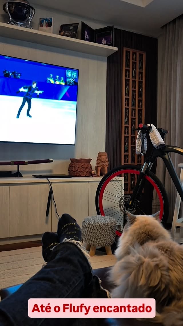 Linda patinação que encanta até o gato!