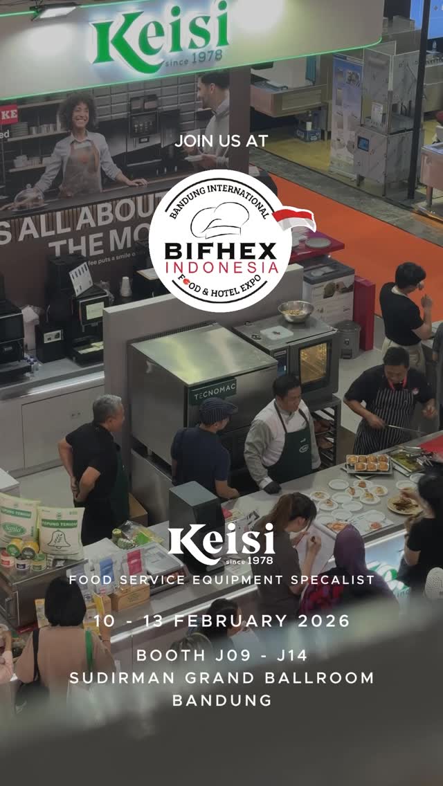 Join us where the future of professional kitchens comes together.
Keisi will be at BIFHEX Indonesia, showcasing how we design, equip, and support commercial kitchens built for real-world performance. From concept to execution, this is how we help food businesses scale with confidence.
📍 Sudirman Grand Ballroom, Bandung
📅 10–13 February 2026
📌 Booth J09 –J14
See the difference when a kitchen is designed by specialists.
#KeisiIndonesia #BIFHEX2026 #CommercialKitchen #FoodserviceEquipment #WhyKeisi