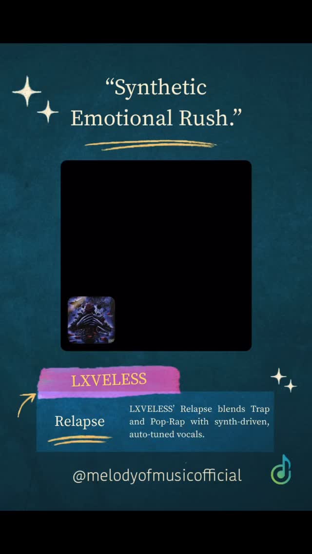 @1lxveless Relapse blends Trap and Pop-Rap with synths, drum machines, pitch shifters, and auto-tune for seamless vocal-instrumentation fusion.
#lxveless #relapse #melodyofmusic #review