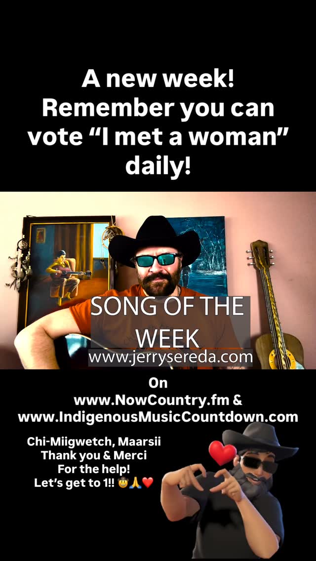 Here’s a tune for you, and a reminder that you can vote daily on the Now Country Top 40 Countdown and the Indigenous Music Countdown!! Would love to see “I Met a Woman” hit the top spot ❤️🙏🤠
You can help us by going and voting for us, and your other favorite artists!!
Here’s a song I wrote called “It ain’t the Drink” let me know what you think 🤠🇨🇦
As always Miigwetch, Thank You & Merci!! #indigenousmusic #countrymusic #jerrysereda #manitobamusic #canadiancountry