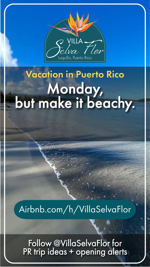 Monday, but make it beachy.
Sun, sand, and zero Monday energy.
📍 Luquillo, Puerto Rico | Top 1% of homes on Airbnb ⭐
Plan your escape → airbnb.com/h/villaselvaflor
#PuertoRico #PuertoRicoTravel #BeachVibes #IslandEscape #MondayMood #VillaSelvaFlor