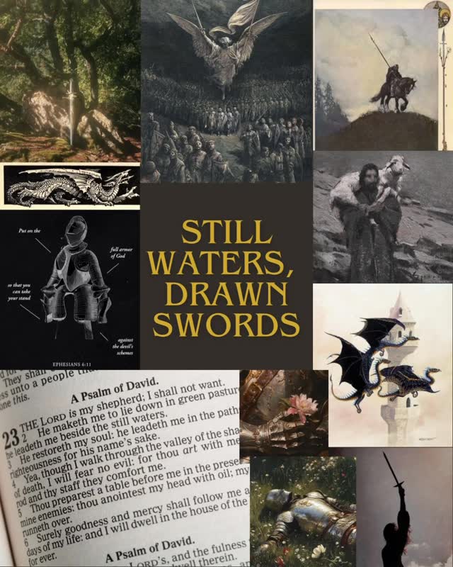 Made this collage to show my inspiration and key themes of my upcoming poetry book “Still Waters, Drawn Swords” ⚔️
Would you read a book like this? 🤔
#christianpoetry #christianwriter #writingcommunityofinstagram #poetsofinsta