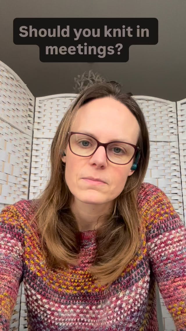 Here are my top takeaways from your comments about knitting in meetings:
1. Many of us knit in meetings and feel it helps our focus
2. We are more likely to do this online and when passive listening is required., and that knitting is a better alternative to a phone or emails
3. It is important to choose your project wisely- many people said they would choose something simple they can do without following a pattern or needing to look at their hands
4. Context and the perceptions of others matter- some people asked permission to knit or chose not to because of how it might be perceived or might impact their status at work.
If you’re interested in learning more about this and the research in the area you can find details of our webinar in my stories or at the link in bio. #adhdknitter #knittingatwork #knittinginmeetings #knittingforfocus