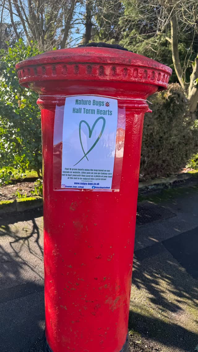 We couldn’t believe our eyes this morning…. A big yellow ball of fire in the sky….at first we were afraid and then we realised that far from being a UFO 👽 or a comet ☄️, it was the SUNSHINE 😱
We know it won’t last but we thought we’d make the most of it and do a litter pick to show our local area some Valentine’s love. On our way, we hung a scavenger hunt trail of ten green hearts challenging you and your Nature Bugs to find all ten and litter pick as you go. Use the map to follow our trail in and around Dorridge or go off piste and do a litter pick anywhere you want to and send us a photo of your haul!
We started on Conker Lane and finished @bohobakehouse_dorridge where we showed love for our team by treating them to delicious hot chocolates ♥️
Please TAKE CARE when litter picking, stay off the roads, don’t pick up any sharp or toxic waste, use gloves and litter picking equipment and remain vigilant of your surroundings at all times.
As a thank you for caring for our community and our planet, we will enter you into a draw and pick a winner at random to receive a gift from us. All entries must be sent by midnight on 22nd Feb 2026. Not associated with Meta. Ts & Cs apply. UK only.