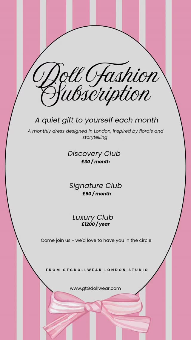 Why join the gtGdollwear Subscription Club?
Because serious collectors choose makers who take the craft seriously.
Every piece is designed, engineered, and finished in London with couture‑level precision — no mass‑production, no shortcuts, no guesswork.
You get consistent quality, guaranteed fit, and exclusive releases you won’t find anywhere else.
If you want your collection to look elevated every single month, this is where you belong.
https://www.gtgdollwear.com/pricing-plans/list
#gtgdollwear #integritytoys #poppyparker #fashionroyalty #integritydoll