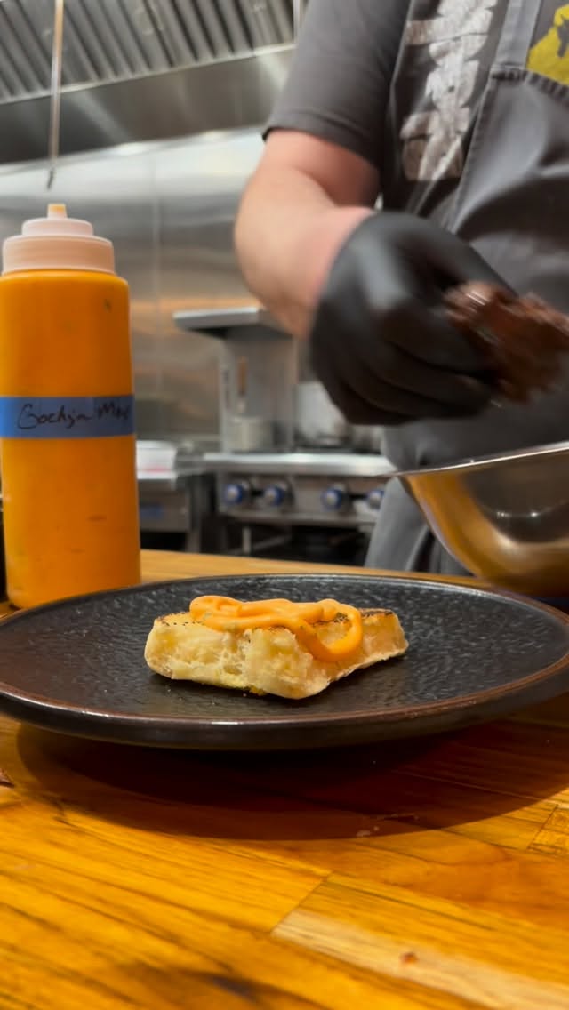 Chili garlic Fried chicken Sando - gochujang mayo, broccolini cabbage slaw on special until we’re out!