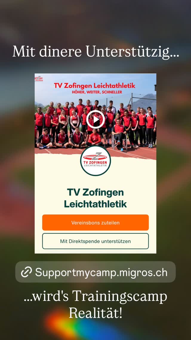 Unterstütz üs jetzt!!
#migros #meinzofingen #aargauersport #zofingen #tvzla
@migros @alv_athletics @aargauersport.ch @stadt_zofingen