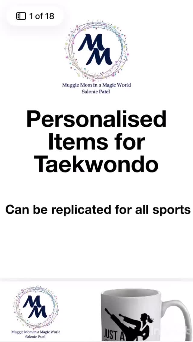 Personalised products for Taekwondo Athletes. Can be replicated and adjusted for all sports categories.