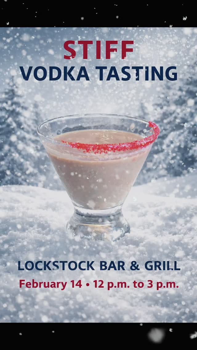 Snow is falling and the drinks are pouring ❄️🍸
Join us for a STIFF Vodka tasting at Lockstock Bar & Grill on February 14 from 12–3 p.m. Enjoy smooth sips, a cozy winter vibe, and a perfect Valentine’s Day stop.
STIFF Vodka — 82proof smoother than the rest.#stiffvodkaofficial #smootherthantherest #fingerlakes #local #lockstockbarandgrill
