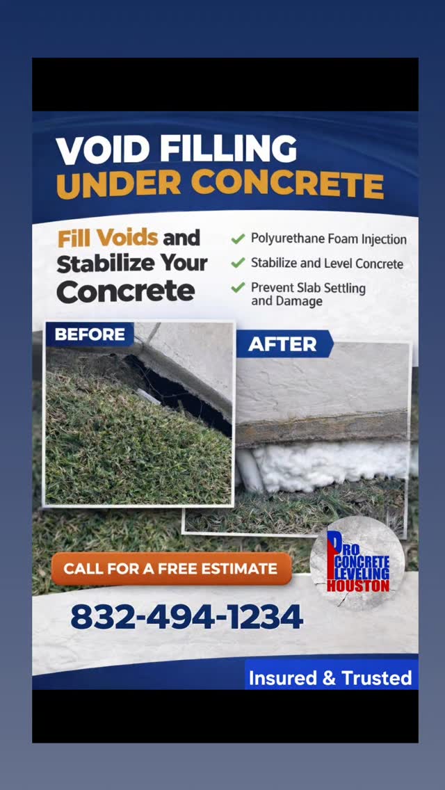 VOIDS Underneath Your Concrete 🚫
Stop it before it gets worse!
Polyfoam Injection
Call or Text Today ~ 832-494-1234
Proconcretelevelingofhouston.com
#proconcretelevelinghouston #pclhouston #familybusiness #Construction #texas katy Houston Leveling wecare ConcreteLeveling HomeImprovement homeowner businessowner likeandfollow
