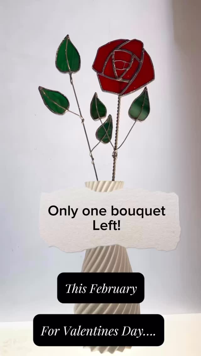 The perfect gift to show your everlasting love……. Beautiful, unique and unwavering.
The ‘Glasgow bloom’ bouquet has been inspired by the stunning work of Charles Rennie Mackintosh and is created using an intense red wispy glass with contrasting deep green leaves.
Only one bouquet of a single rose stem & a leaf stem remaining, and ready for immediate dispatch.
Go to: https://www.northlakesstainedglass.co.uk/product-page/glasgow-bloom-mackintosh-rose-greenery-stem-bouquet
#valentines #roses #stainedglass #forever #love
@edenvalleyartisticnetwork @contemporaryglasssociety @cumbrialifemag @the_makers_mill @rheged_centre @wordsworthgrasmere @blackwellartsandcrafts @keswickmuseum @tulliecarlisle @thehappyherdwick
