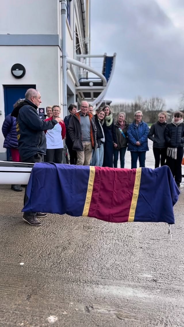 Rachael — a lush boat for a lush woman.
Today our new women’s coxless four was named in memory of Rachael Ancliffe, who coached the junior squad at City for many years, rowed with the COWs, and was a joyful presence on the Cam. She was a strong believer in giving it all for the team. She is very missed. Her husband Phil and the Ancliffe family, who were City juniors, were there, as well as many of their rowing peers.
Her memory lives on as we take out this new sleek boat.
