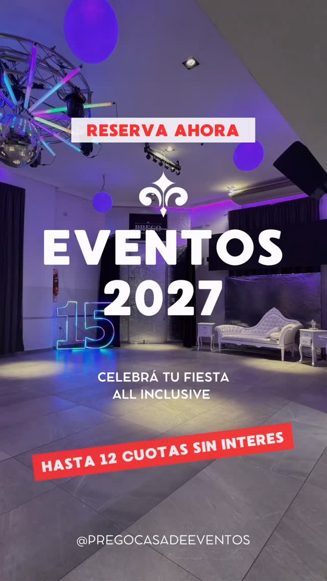 ✨ Tu evento 2027 empieza hoy ✨
¿Cumple de 15, casamiento, recibida o festejar la vida?
En PREGO Casa de Eventos lo hacemos realidad con modalidad all inclusive, para que vos solo te ocupes de disfrutar 🥂🥳
🎉 Salón equipado
💡 Iluminación y sonido profesional
🍸 Barra y catering exclusivo
🤵🏻🤵🏽♀️ Equipo profesional con experiencia
💎 Eventos bien hechos
Facilidades de pago ✅
💳 Hasta 12 cuotas sin interés
Las fechas 2027 ya se están reservando,
No te quedes sin tu fecha 🙌🏻
📩 Escribinos por WhatsApp y coordiná tu visita
📲 221 459 5615